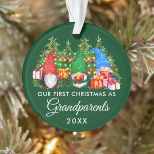 Erste Weihnachtsgroßeltern Gnomos Lights Grün Ornament