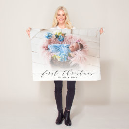 Erste Weihnachtshandschrift Modernes Foto Fleecedecke