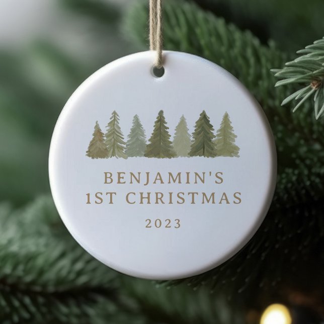 Erste Weihnachtsjunge Pinienbäume Babybuden Keramik Ornament (Von Creator hochgeladen)