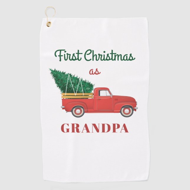 Erste Weihnachtsmatte Familienurlaub Opa Golfhandtuch (Vorderseite)