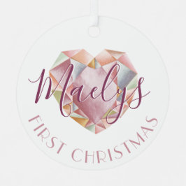 Erste Weihnachtsmonogramm oder Name Blush Pink Fot Ornament Aus Metall
