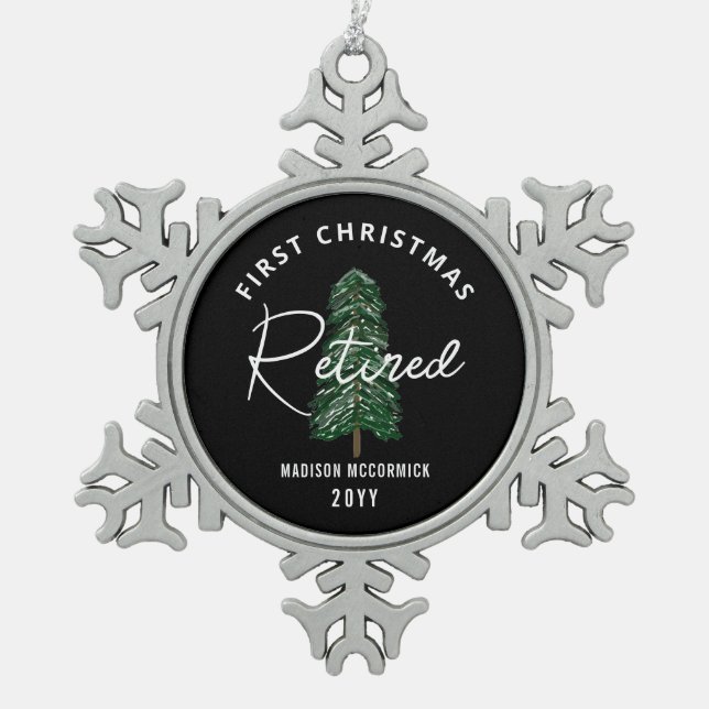 Erste Weihnachtsmühe Personalisiert Schneeflocken Zinn-Ornament (Vorderseite)