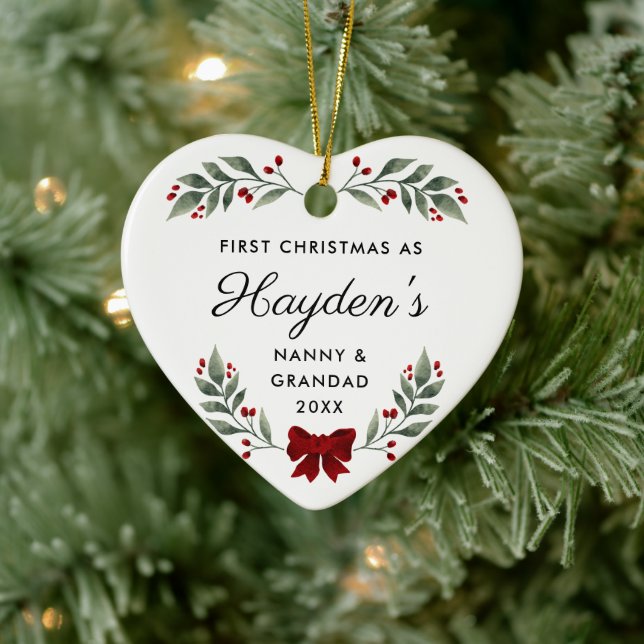 Erste Weihnachtsnachtsnacht und Grandad Keepake-Ge Keramik Ornament (Baum)