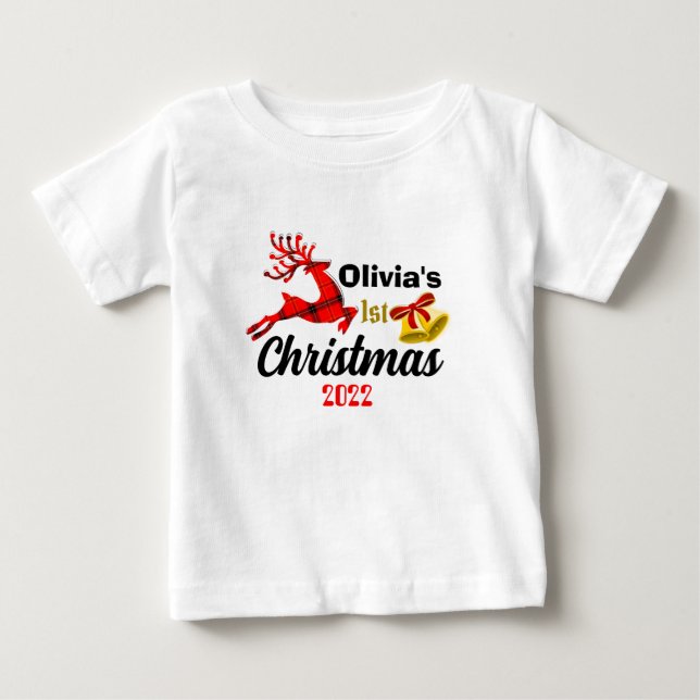 Erste WeihnachtsPersonalisiert Baby T-shirt (Vorderseite)
