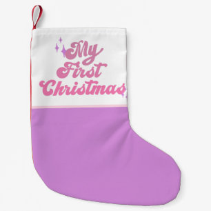Erste Weihnachtspinke Lila Mädchen Kleiner Weihnachtsstrumpf
