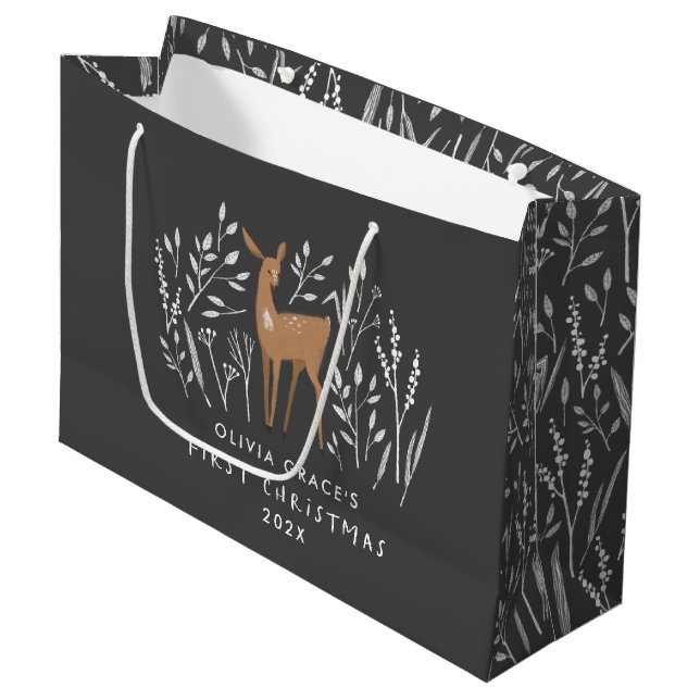 Erste Weihnachtsrentiere delikat 1 Foto Große Geschenktüte (Vorderseite Schrägansicht)