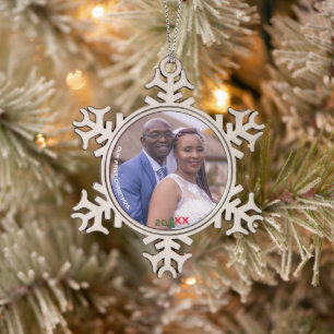 Erste Weihnachtsschneeflocke Zinn-Foto-Ornament Schneeflocken Zinn-Ornament