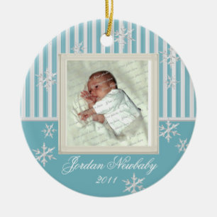 Erste Weihnachtsschneeflocken Light Blue Keramikornament