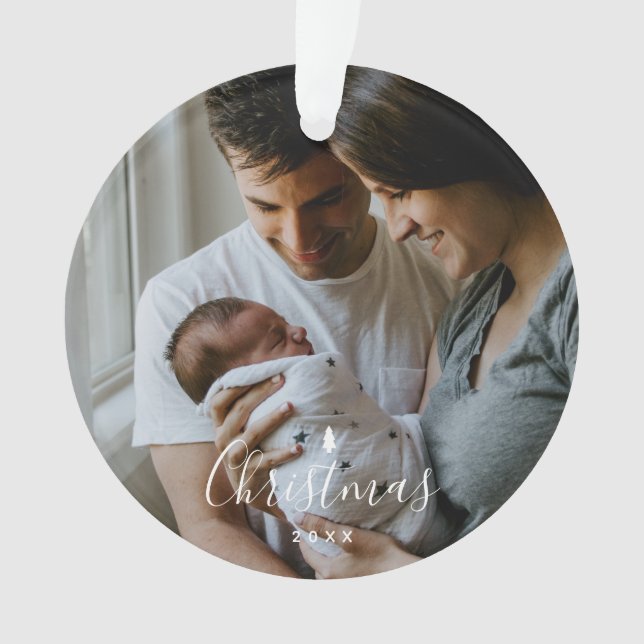 Erste Weihnachtsschrift für Baby 2 Foto Ornament (Vorderseite)