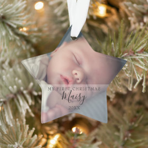 Erste Weihnachtsstern-Babyfotos Urlaub Ornament