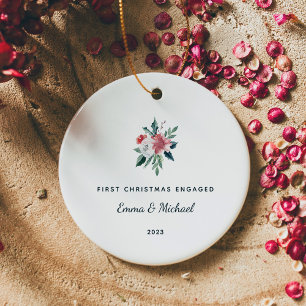 Erste WeihnachtsVerlobt Elegant und Minimalistis Keramik Ornament