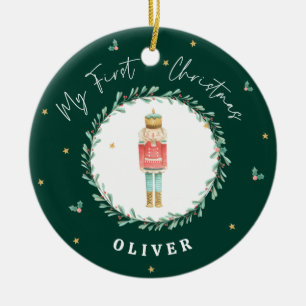 Erste Weihnachtswasserfarbe grün Keramik Ornament
