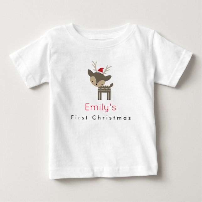 Erste Weihnachtswildjagd in einer roten Weihnachts Baby T-shirt (Vorderseite)
