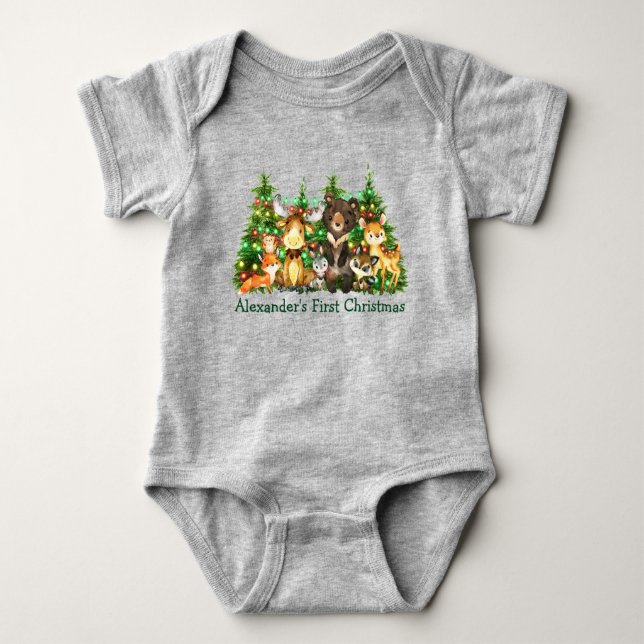 Erste Weihnachtswildlandvieh Baby Strampler (Vorderseite)