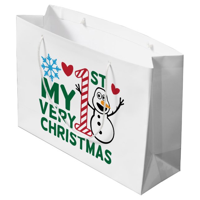 Erste Weihnachtswortkunst Große Geschenktüte (Rückseite Schrägansicht)