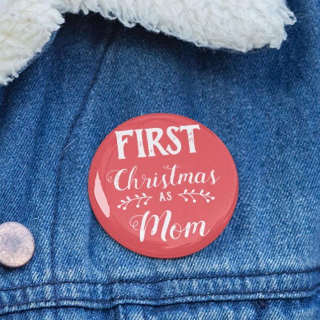 Erste Weihnachtszeit als Mama, die auf Weiß passt Button (Von Creator hochgeladen)
