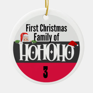 Erste Weihnachtszeit Ho Ho Ho Familie personalize Keramik Ornament