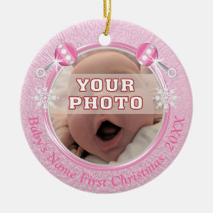 Erste Weihnachtszeit mit Ihrem FOTO und Ihrem TEXT Keramik Ornament