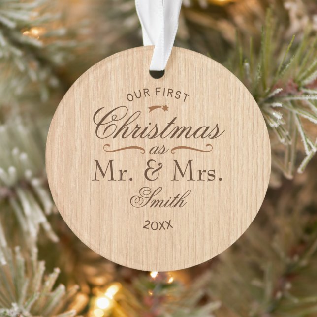 Erste Weihnachtszeit Personalisiert Rustikal Ornament (Baum)