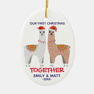 Erste Weihnachtszeit verlobt mit Lamm Keramik Ornament