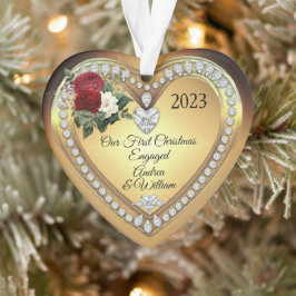 Erste Weihnachtszeit Verlobte Golddiamanten Ornament