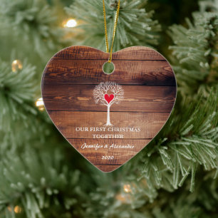 Erste Weihnachtszeit zusammen Liebe Baum rustikale Keramik Ornament