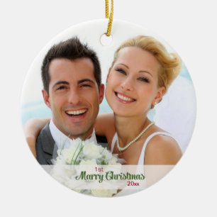 Erste Weihnachtszusammen Jungvermählten Keramik Ornament