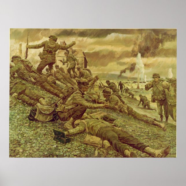 Erste Welle bei Omaha von Ken Riley Poster (Vorne)