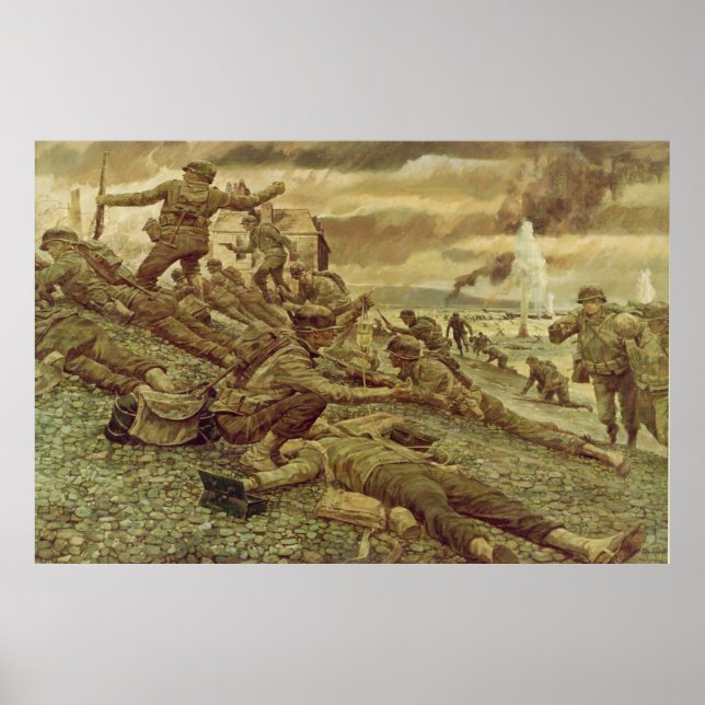 Erste Welle bei Omaha von Ken Riley Print Poster (Vorne)