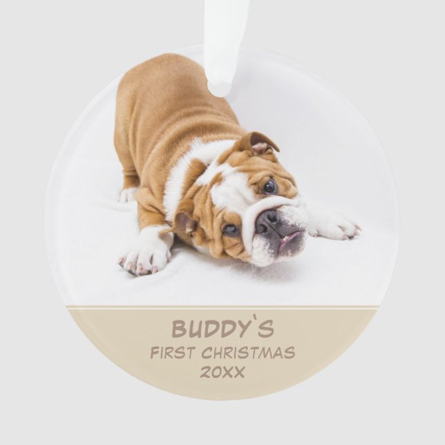 Erste Welpen Weihnachten Personalisierte Haustiere Ornament (Vorderseite)
