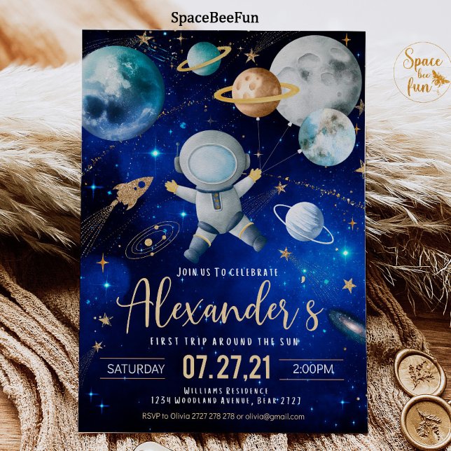 Erste Weltraumfahrt um den sonnigen Weltraum Einladung (Von Creator hochgeladen)