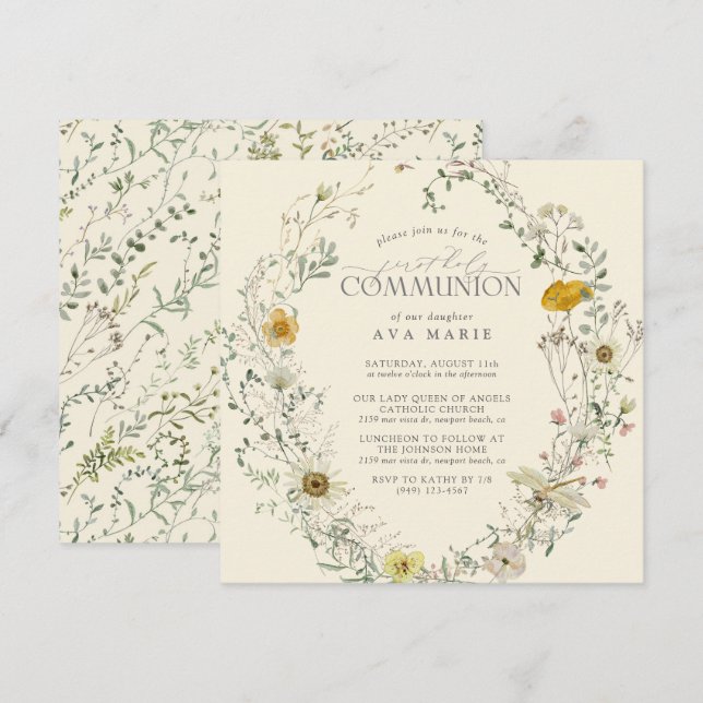 Erste Wildblume der Heiligen Kommune Herbst Einladung (Vorne/Hinten)