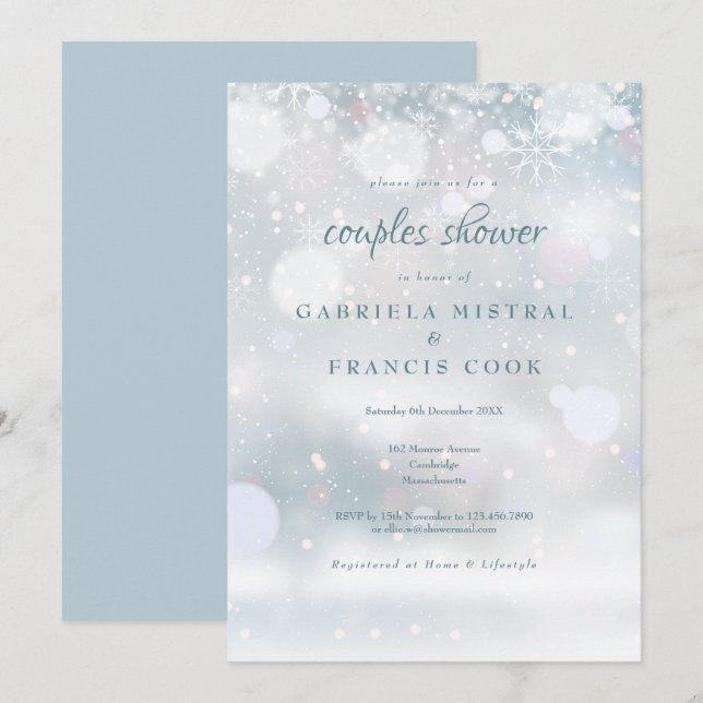 Erste Winter Snowflakes Paare Dusche Einladung (Vorne/Hinten)
