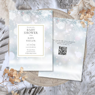 Erste Winter Snowflakes QR Code Kinderdusche Einladung