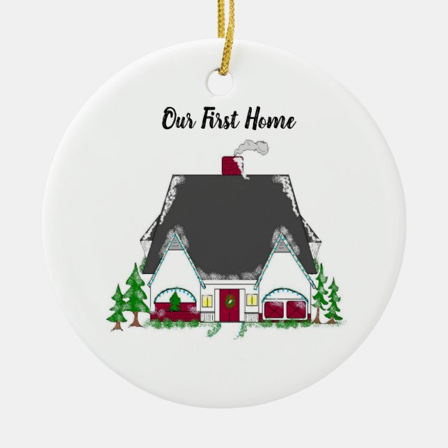 Erste Zuhause für neue Zuhause-Besitzer Keramik Ornament (Vorne)