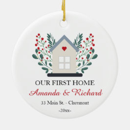 Erste Zuhause personalisierte Sake Weihnachten Keramik Ornament