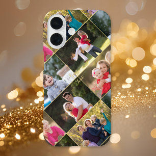 Erstelle 5 Foto-Collage Familie Kinder monogrammie iPhone 16 Hülle