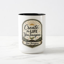 Erstelle das Leben, das du dir vorstellst Inspirie Zweifarbige Tasse