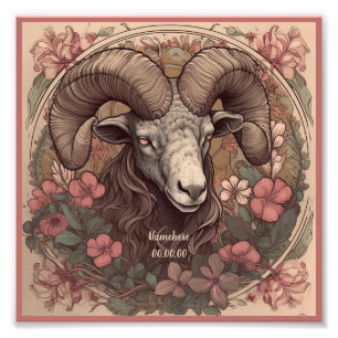 Erstelle Dein eigenes Art Nouveau Aries Sternzeich Fotodruck