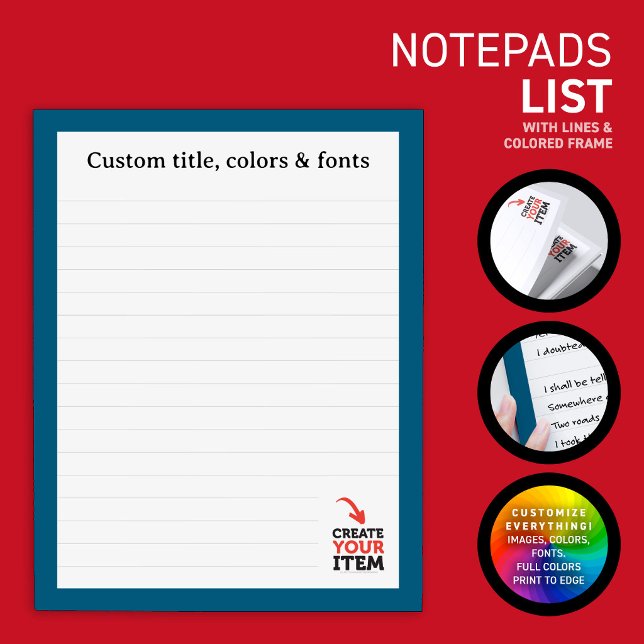 ERSTELLE-DEIN-EIGENES Benutzerdefinierter Upload d Notizblock (Business & personal custom notepads: upload your own logo, photos or illustrations! Variety of fonts)