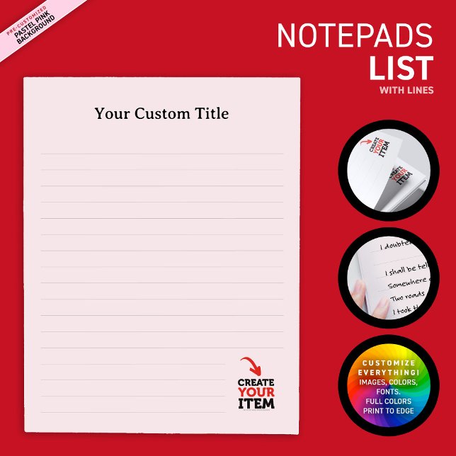 ERSTELLE-DEIN-EIGENES Benutzerdefinierter Upload d Notizblock (Business & personal custom notepads: upload your own logo, photos or illustrations! Variety of fonts)