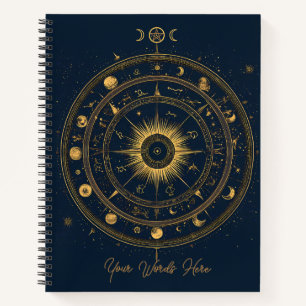 Erstelle Dein eigenes Blau & Gold Celestial Wheel Notizbuch