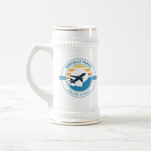 Erstelle Dein eigenes Blau/Grau 22 oz / Weiß/Gold  Bierglas