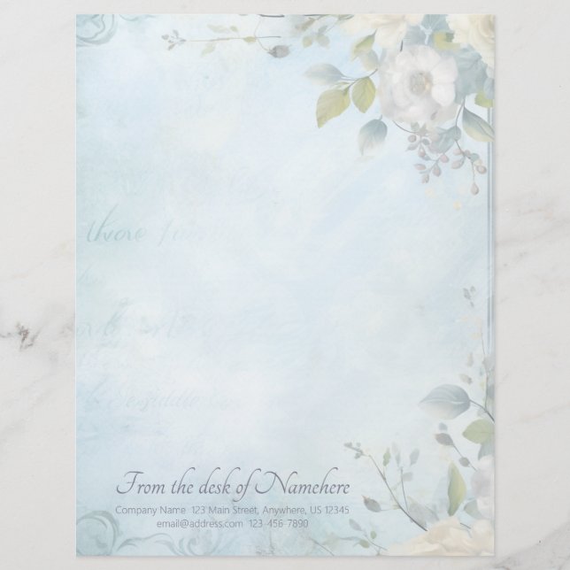 Erstelle Dein eigenes Blaues Shabby Chic mit weiße Briefbogen (Vorderseite)
