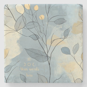 Erstelle Dein eigenes Deep Blue Floral Minimalist Steinuntersetzer