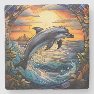 Erstelle Dein eigenes falsches Buntglas Delfin Mor Steinuntersetzer