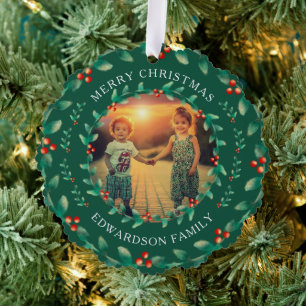 Erstelle dein eigenes Frohe Weihnachten Foto Weihn Ornament Karte
