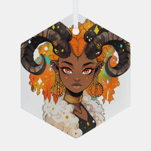 Erstelle Deine eigene afroamerikanische Frau Widde Ornament Aus Glas