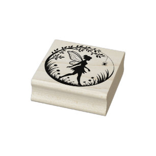 Erstelle deine eigene baumgerahmte Wiesenblumenfee Gummistempel