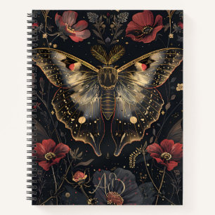 Erstelle deine eigene Black Gold Moth Ruby Red Flo Notizbuch